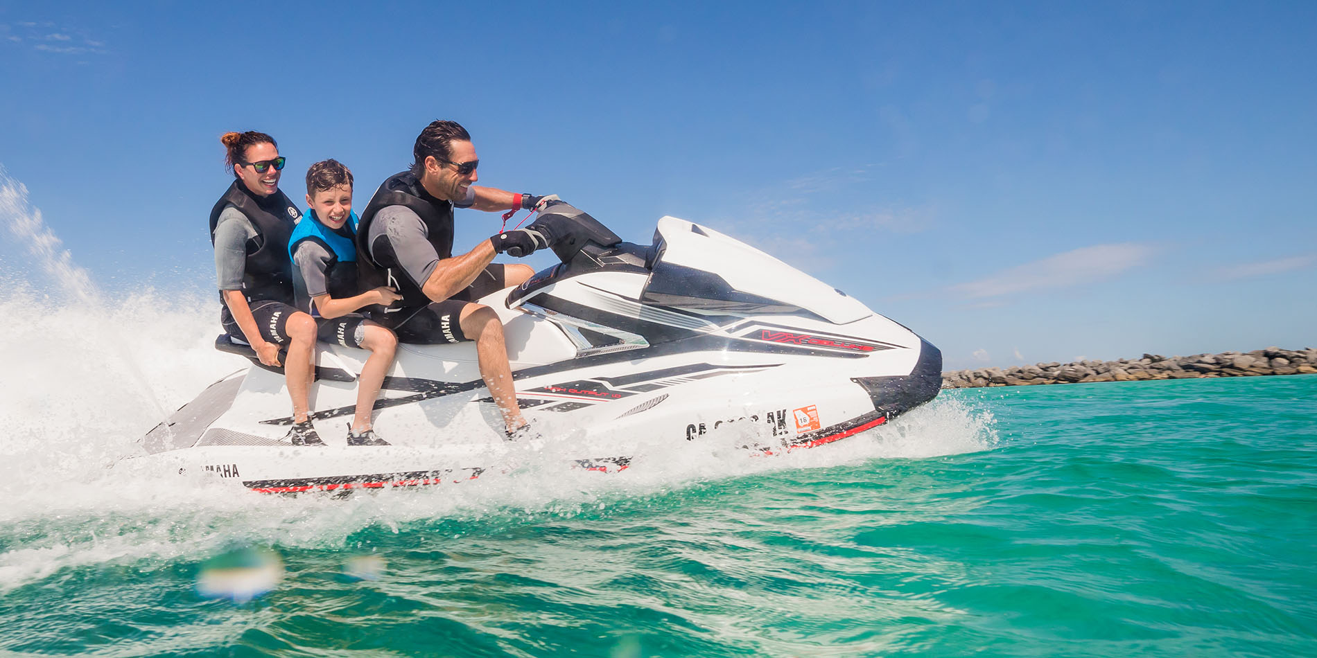 Family enjoying a waverunner